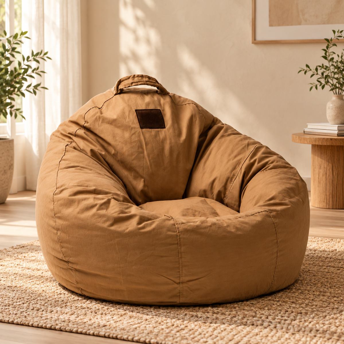 Gestoffeerde poef, kleur beige