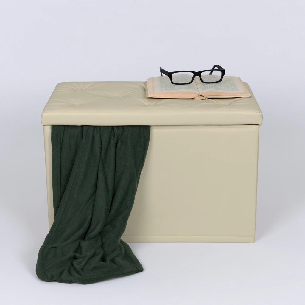 Gestoffeerde opbergbank, kleur crème
