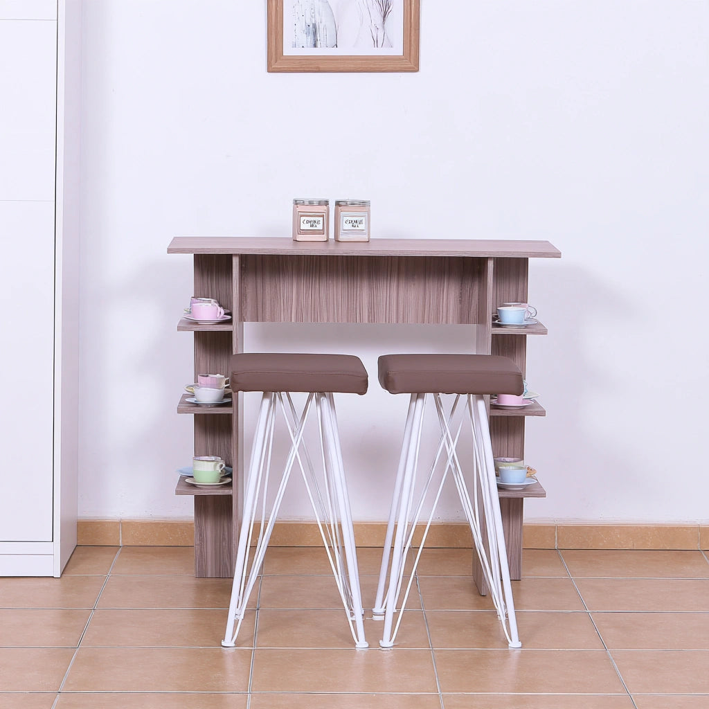 Eetkamerset met tafel en stoelen, kleur grijs